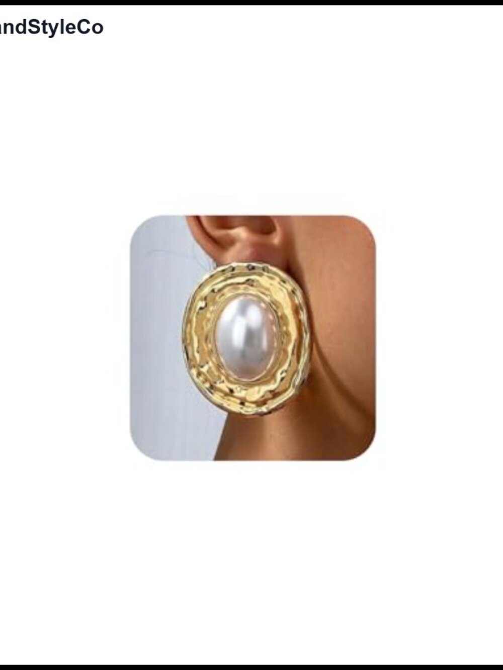 Large Vintage Oval Pearl Dangle Earrings for Women Two Tone Statement